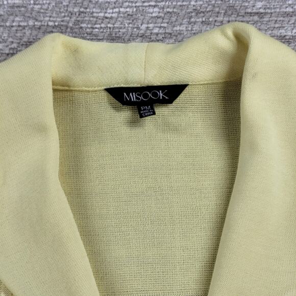 Misook Knit Sweater Jacket PM Petite Yellow Plaid Double Breasted 3/4 Sleeve - Picture 6 of 16
